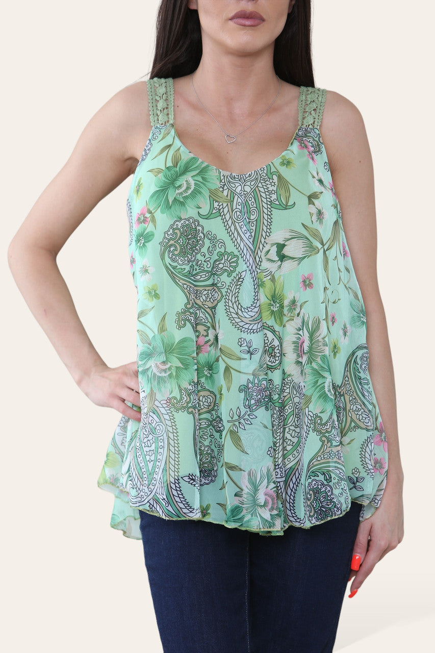 FLORALE PAISLEYPRINT MOUWLOZE BLOUSE TOP LIMOEN