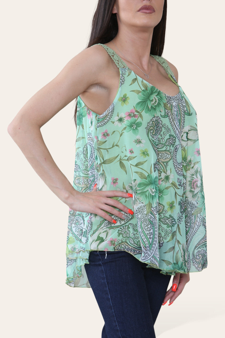 FLORALE PAISLEYPRINT MOUWLOZE BLOUSE TOP LIMOEN