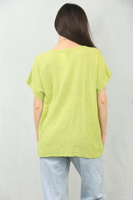 CUT OUT SHOULDER DETAIL WITH NECKLACE LIME