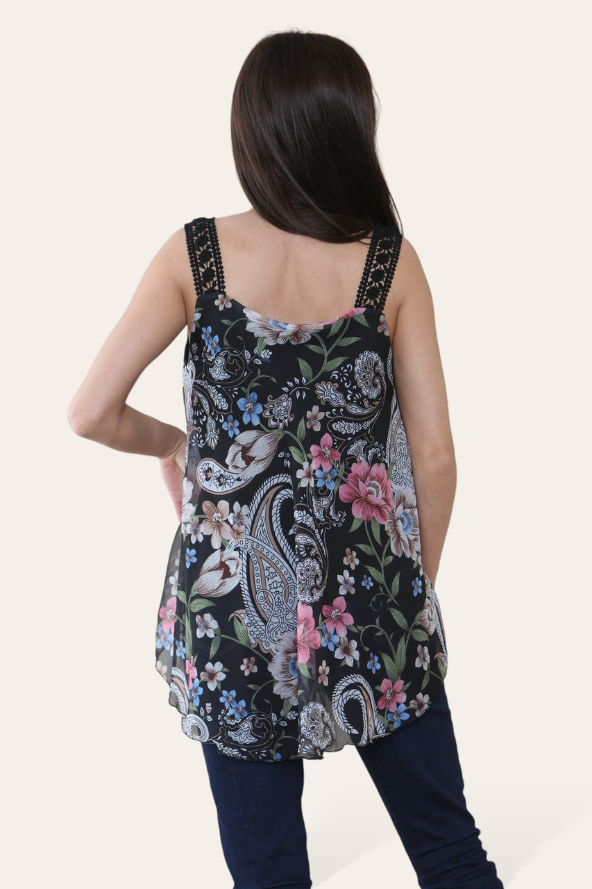 MOUWLOZE BLOUSE MET BLOEMENPAISLEYPRINT ZWART