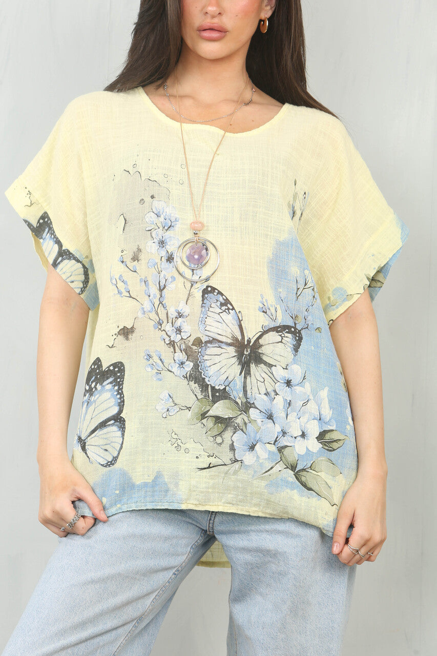 VLINDER RANDPRINT TOP - CITROEN
