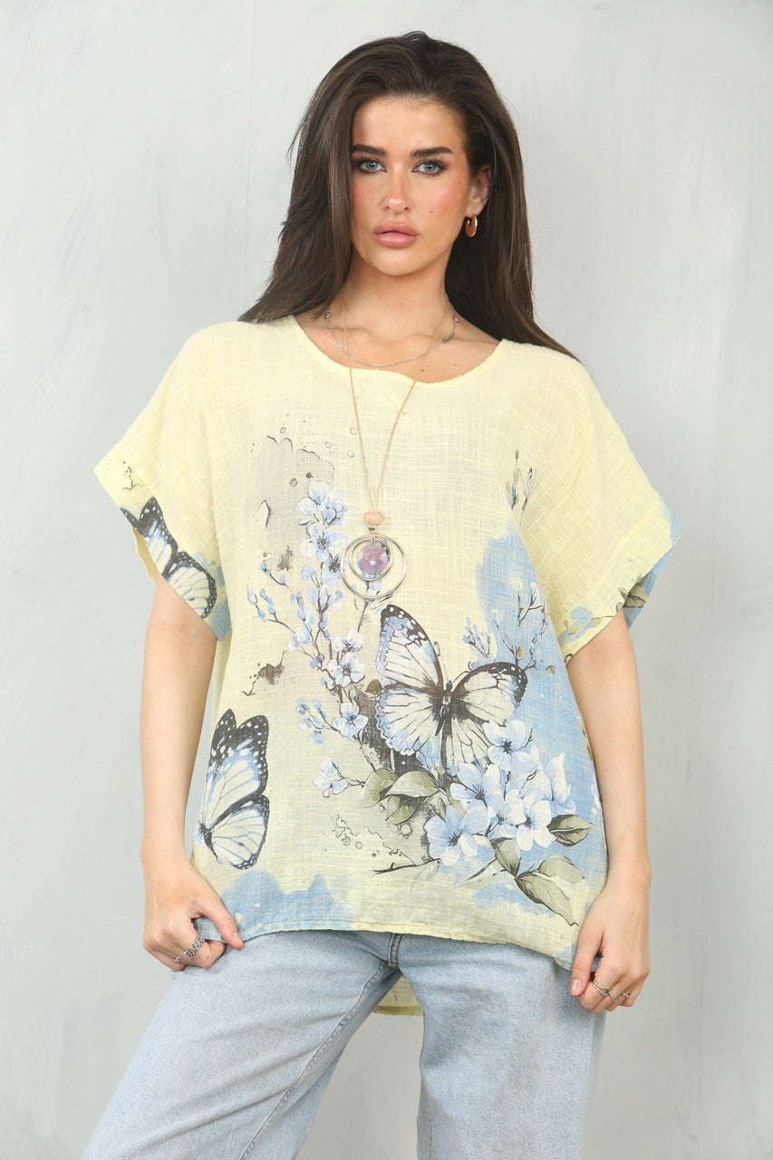 VLINDER RANDPRINT TOP - CITROEN