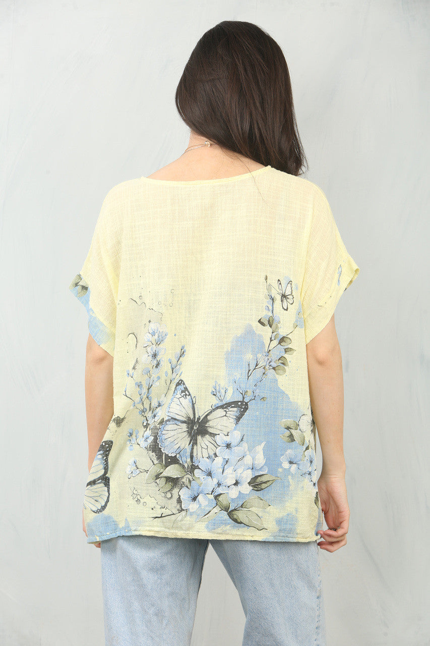 VLINDER RANDPRINT TOP - CITROEN