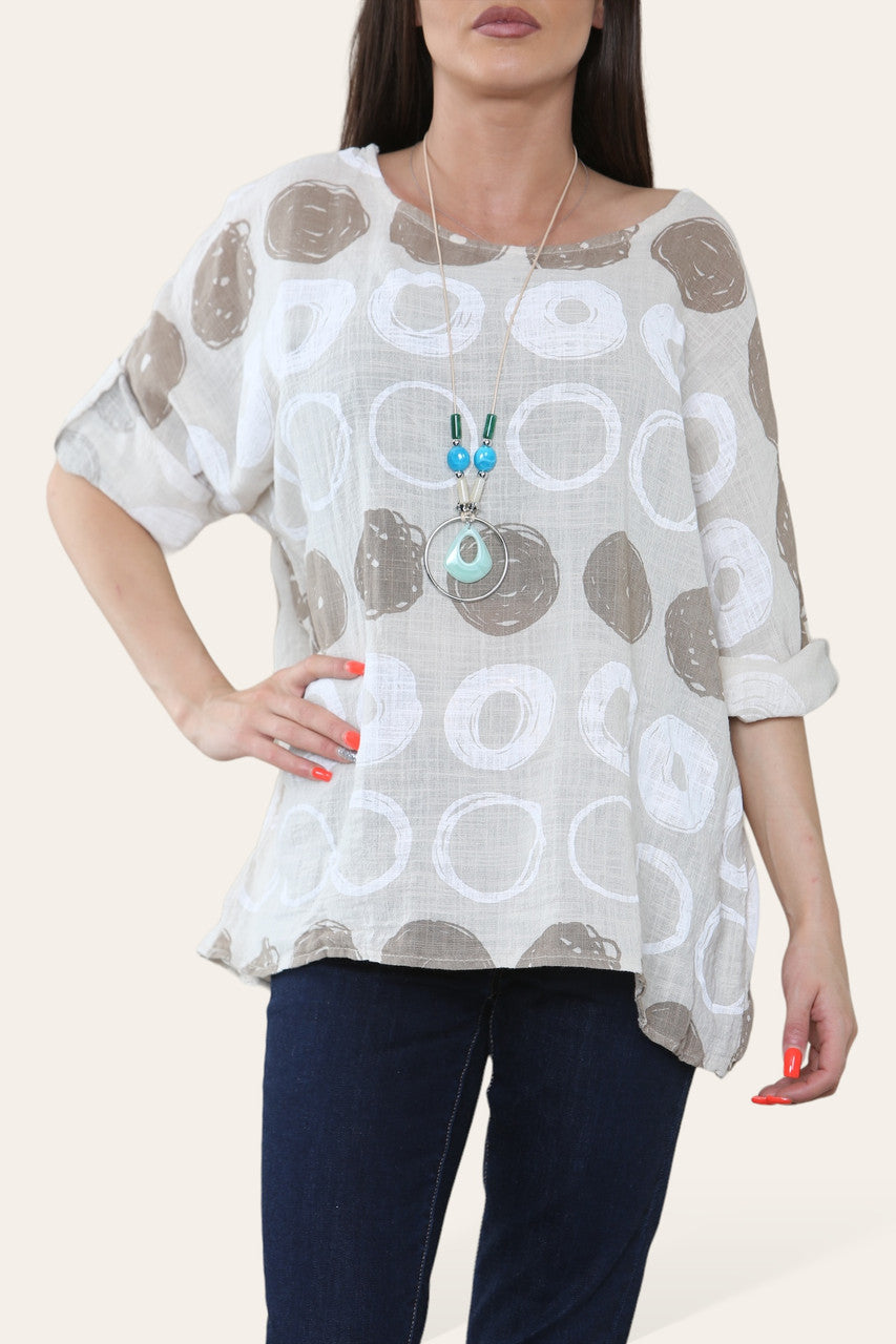 CIRCLES SKETCH PRINT TOP STEEN