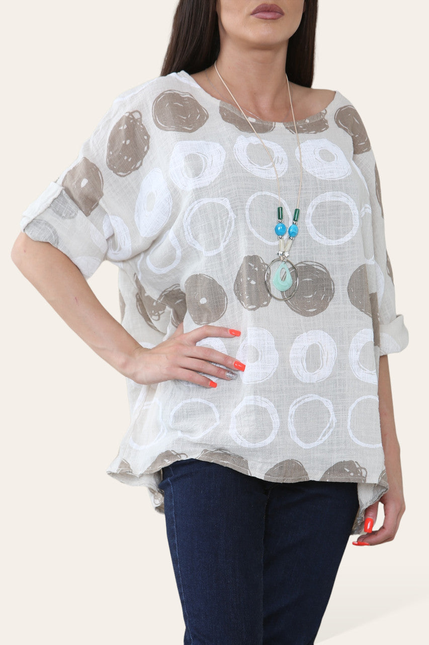 CIRCLES SKETCH PRINT TOP STEEN