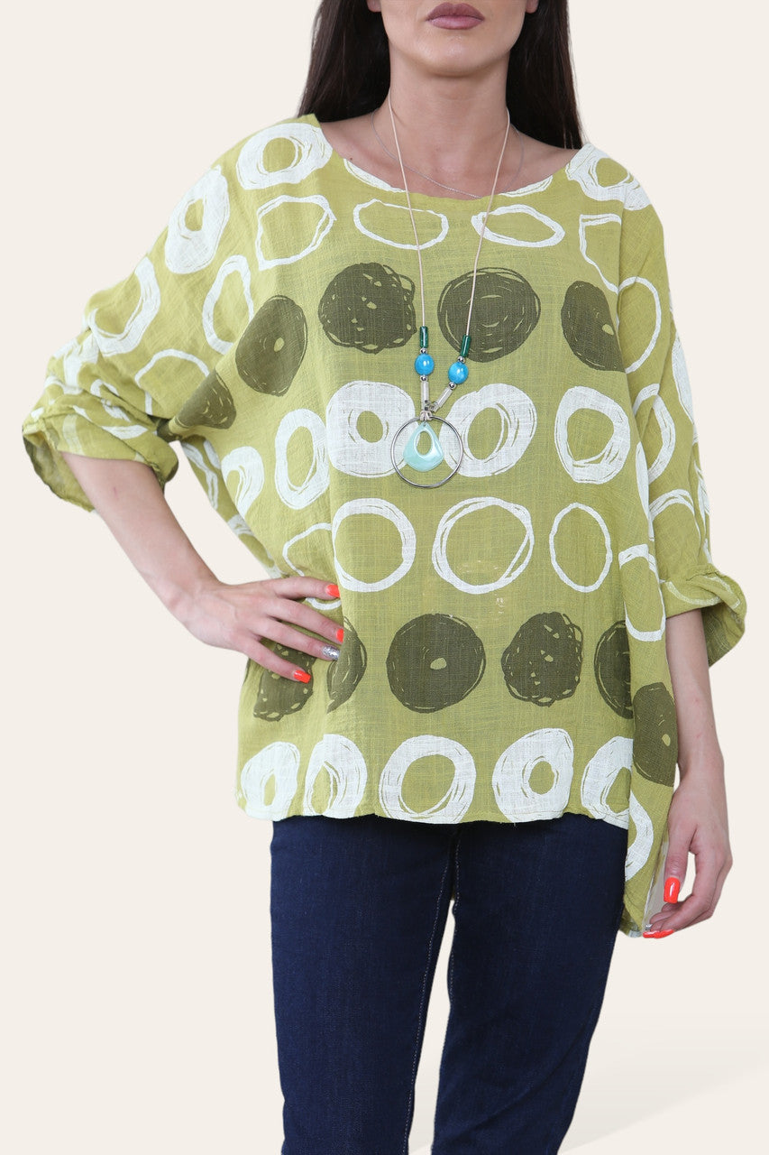CIRCLES SKETCH PRINT TOP LIME