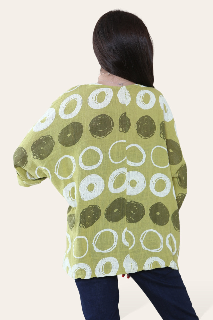 CIRCLES SKETCH PRINT TOP LIME