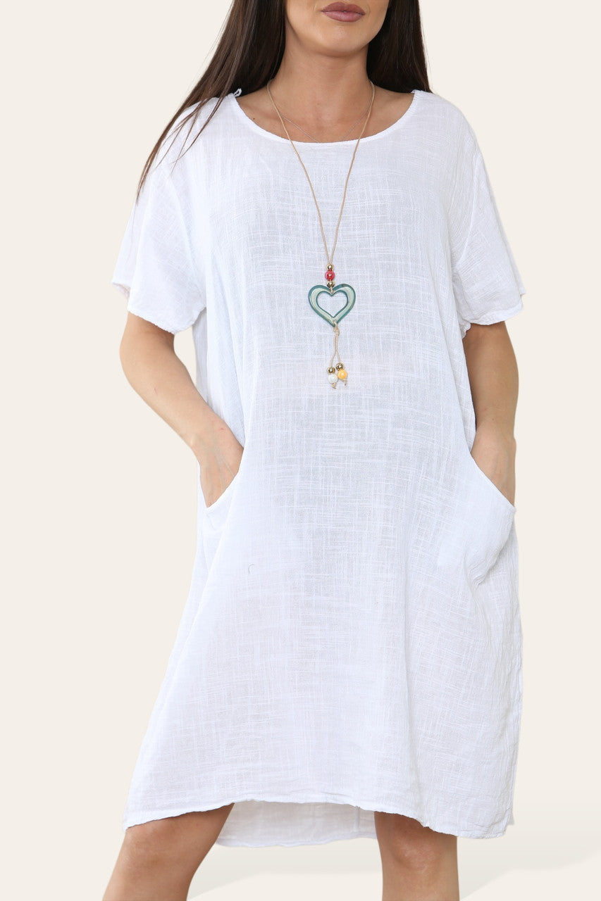 EFFEN TUNIEKJURK MET ZAKKEN & KETTING WIT