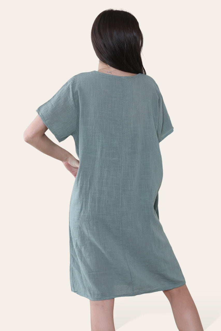 EFFEN TUNIEK JURK MET ZAKKEN & KETTING KHAKI