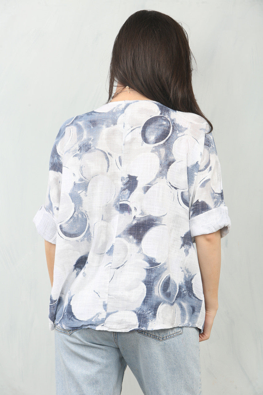 TOP MET CIRKELBUBBELPRINT - WIT