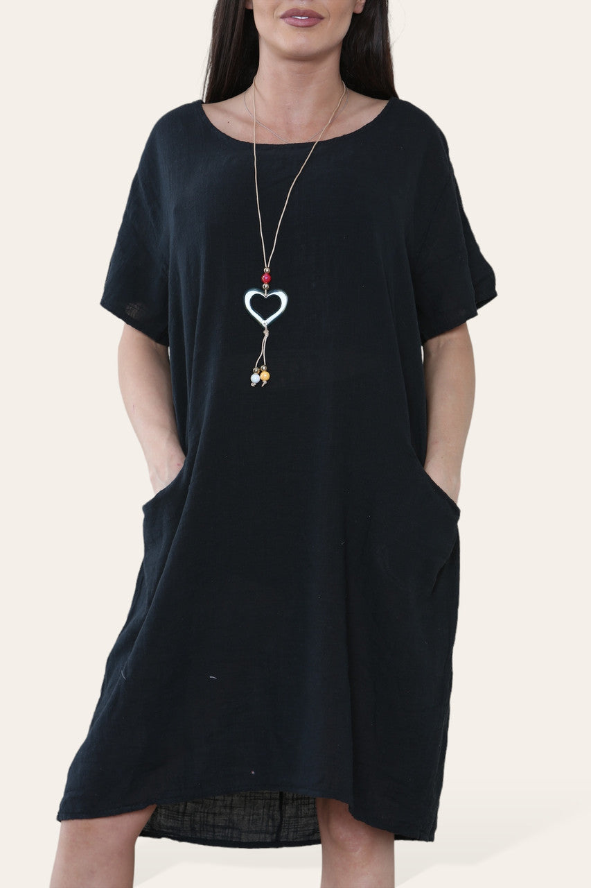 EFFEN TUNIEKJURK MET ZAKKEN & KETTING ZWART