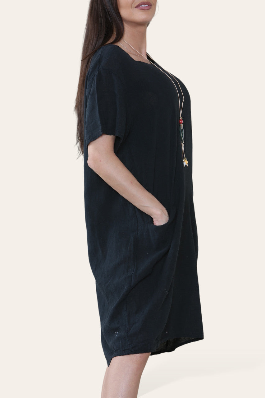 EFFEN TUNIEKJURK MET ZAKKEN & KETTING ZWART