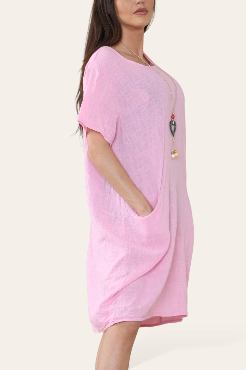 EFFEN TUNIEKJURK MET ZAKKEN & KETTING ROZE