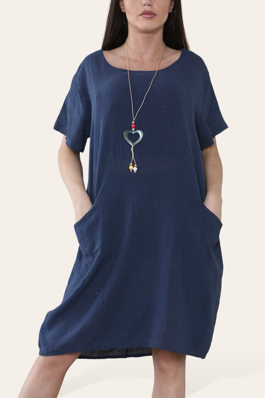 EFFEN TUNIEKJURK MET ZAKKEN & KETTING MARINEBLAUW