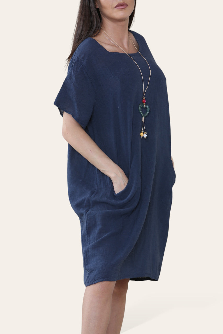 EFFEN TUNIEKJURK MET ZAKKEN & KETTING MARINEBLAUW
