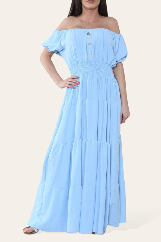 EFFEN MAXI ELASTISCHE MAGIC JURK LICHTBLAUW