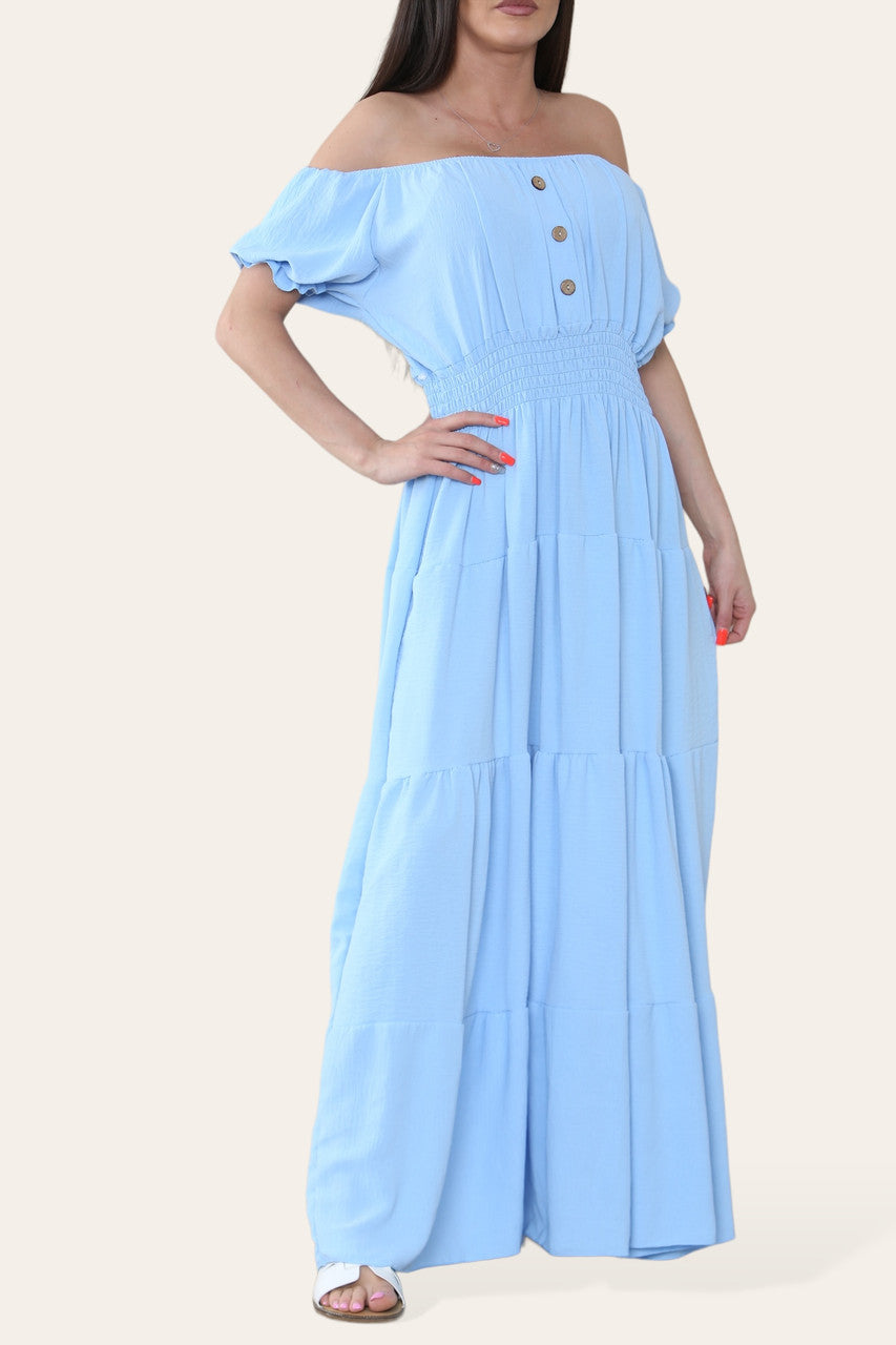 EFFEN MAXI ELASTISCHE MAGIC JURK LICHTBLAUW