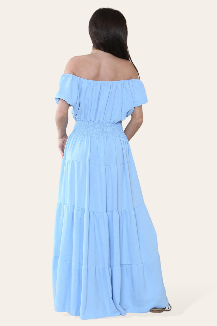 EFFEN MAXI ELASTISCHE MAGIC JURK LICHTBLAUW