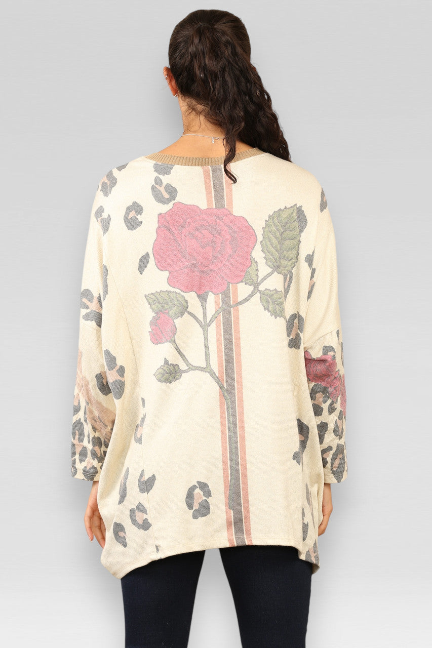 LEOPAARDPRINT ROZE LUREX TRUI STEEN