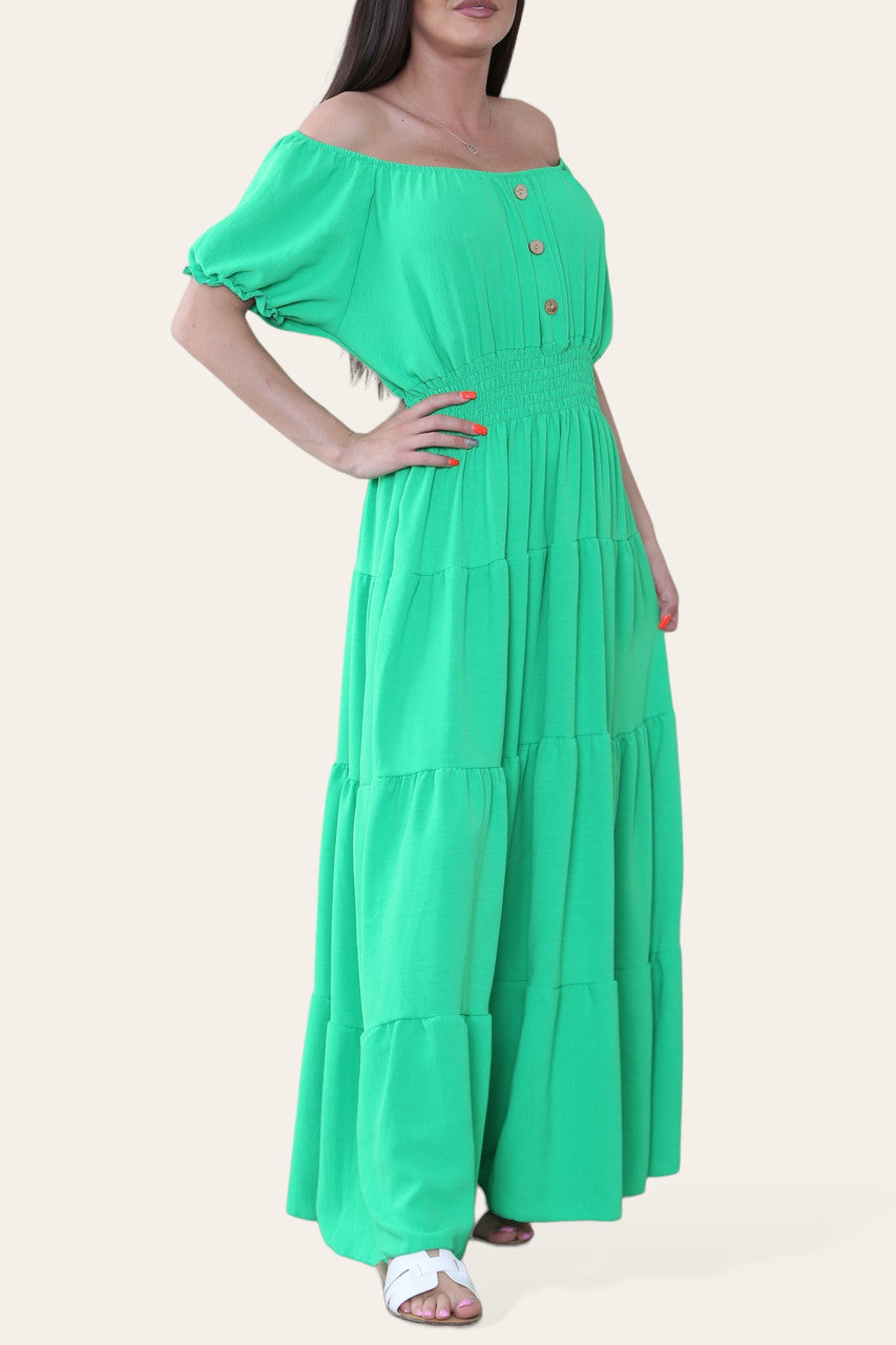 EFFEN MAXI ELASTISCHE MAGISCHE JURK GROEN