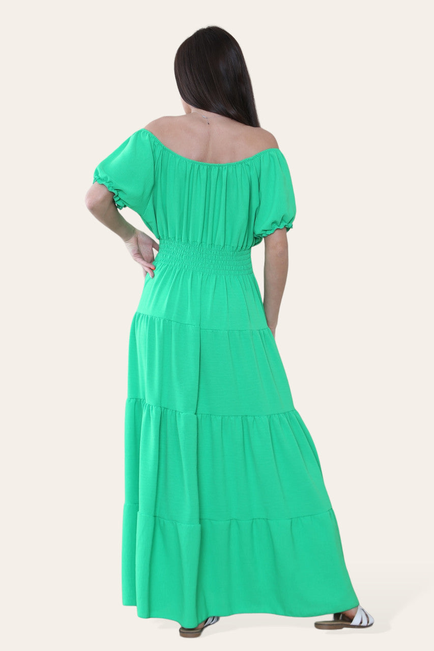 EFFEN MAXI ELASTISCHE MAGISCHE JURK GROEN