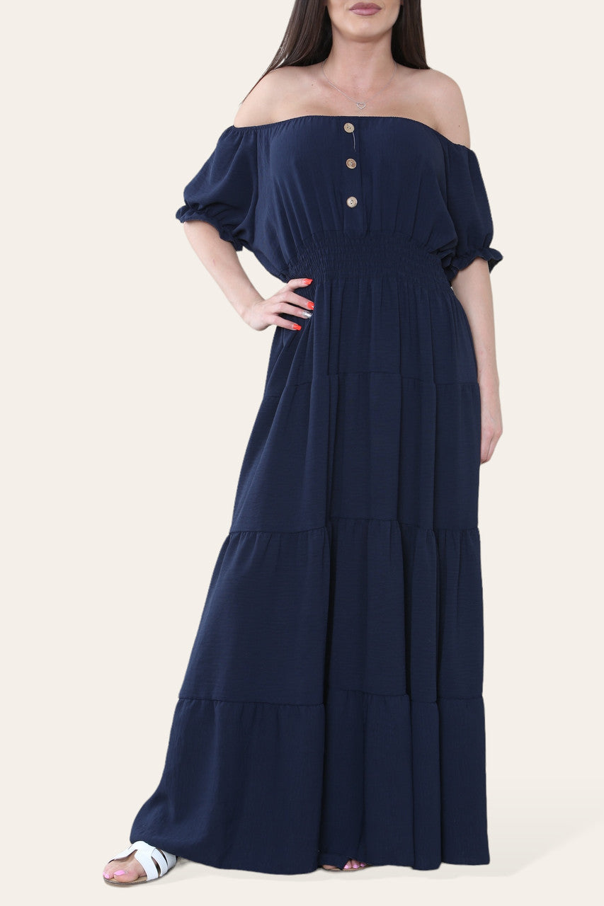 EFFEN MAXI ELASTISCHE MAGISCHE JURK MARINEBLAUW
