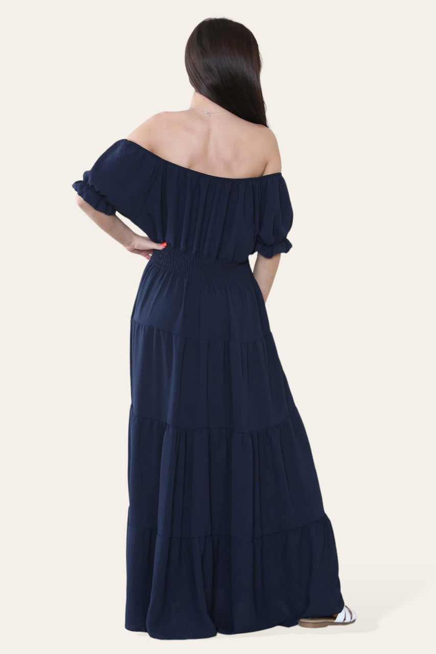 EFFEN MAXI ELASTISCHE MAGISCHE JURK MARINEBLAUW