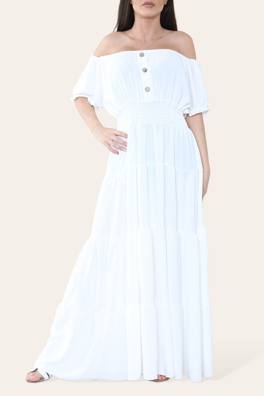 EFFEN MAXI ELASTISCHE MAGISCHE JURK WIT