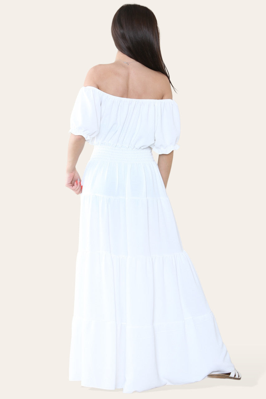 EFFEN MAXI ELASTISCHE MAGISCHE JURK WIT
