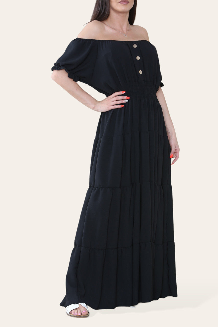 EFFEN MAXI ELASTISCHE MAGISCHE JURK ZWART