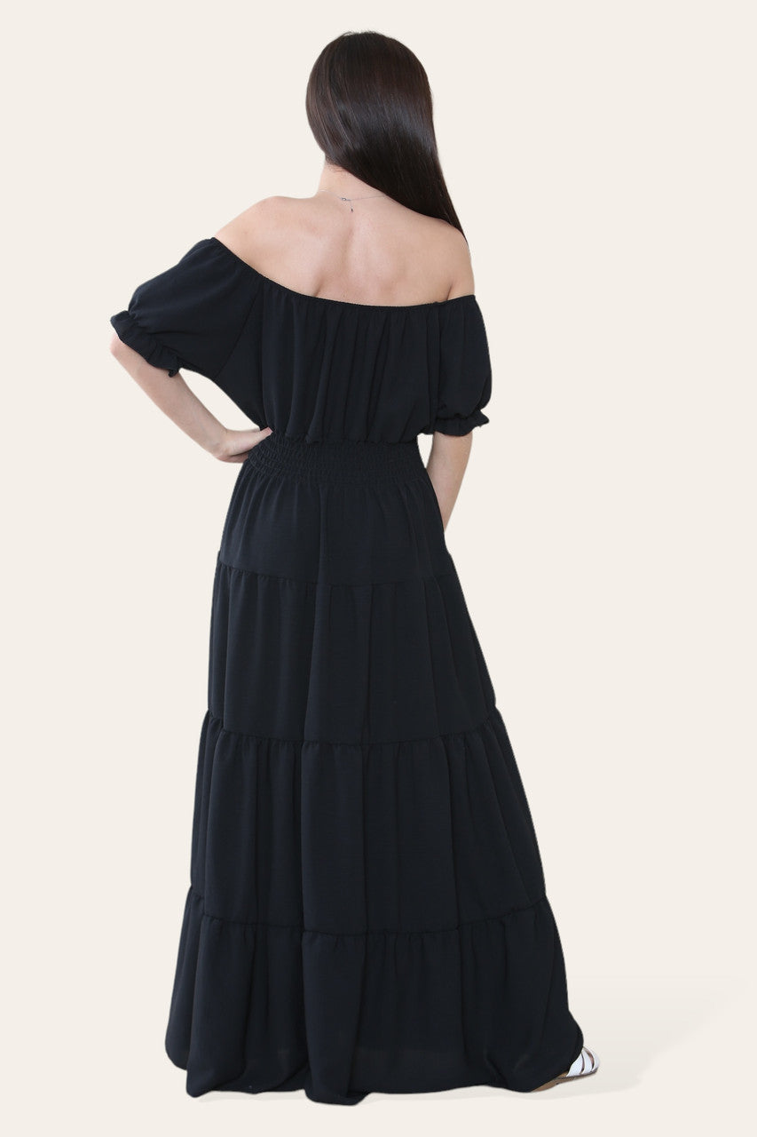 EFFEN MAXI ELASTISCHE MAGISCHE JURK ZWART