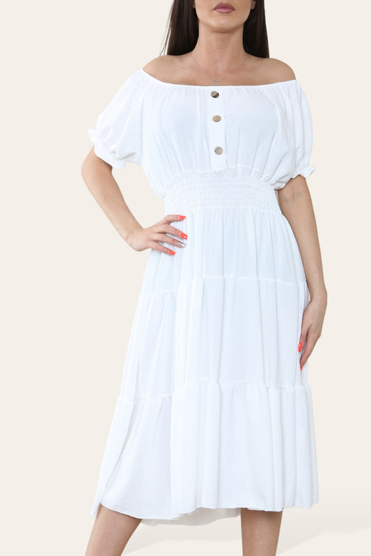 EFFEN MIDI ELASTISCHE MAGISCHE JURK WIT
