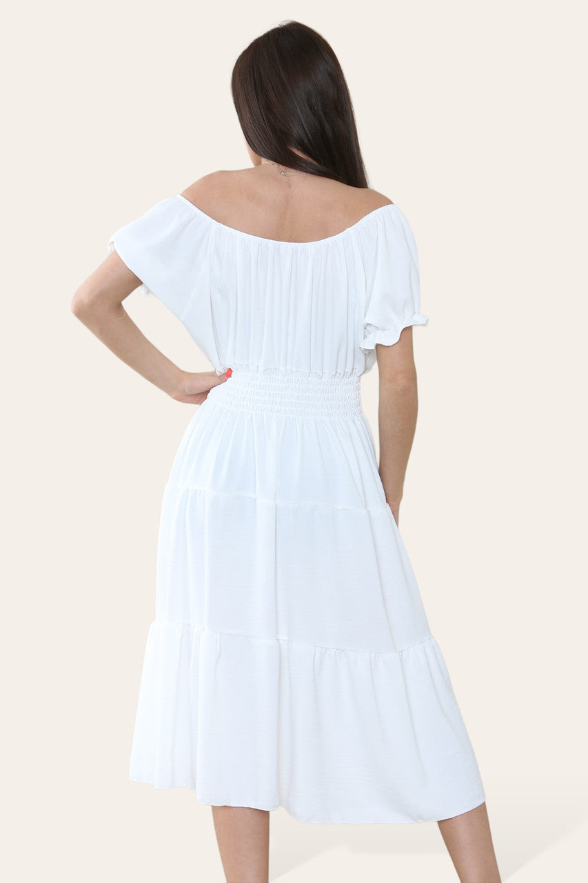 EFFEN MIDI ELASTISCHE MAGISCHE JURK WIT