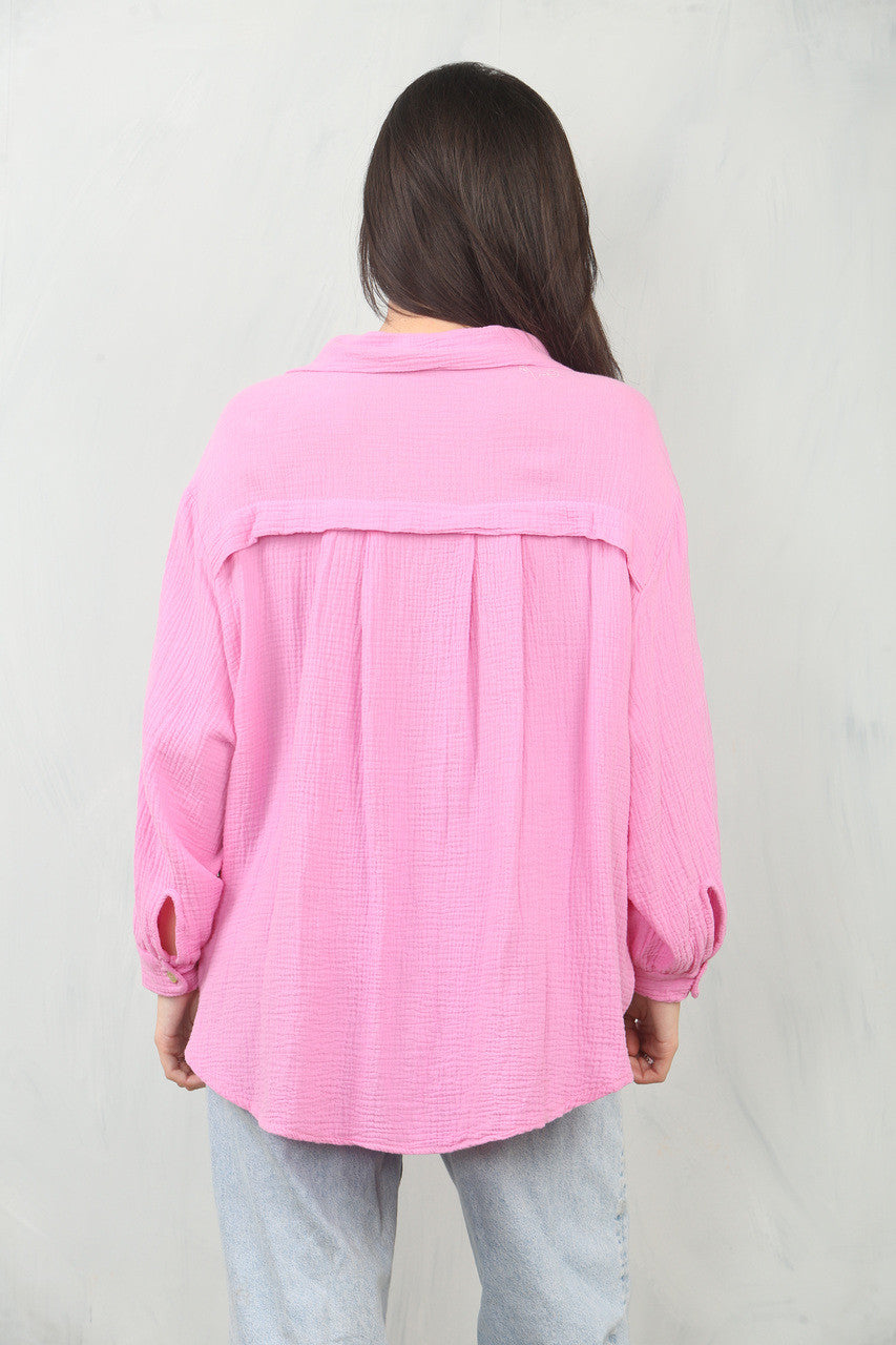 KAASDOEK EFFEN KATOENEN OVERHEMD TOP - CANDY ROZE