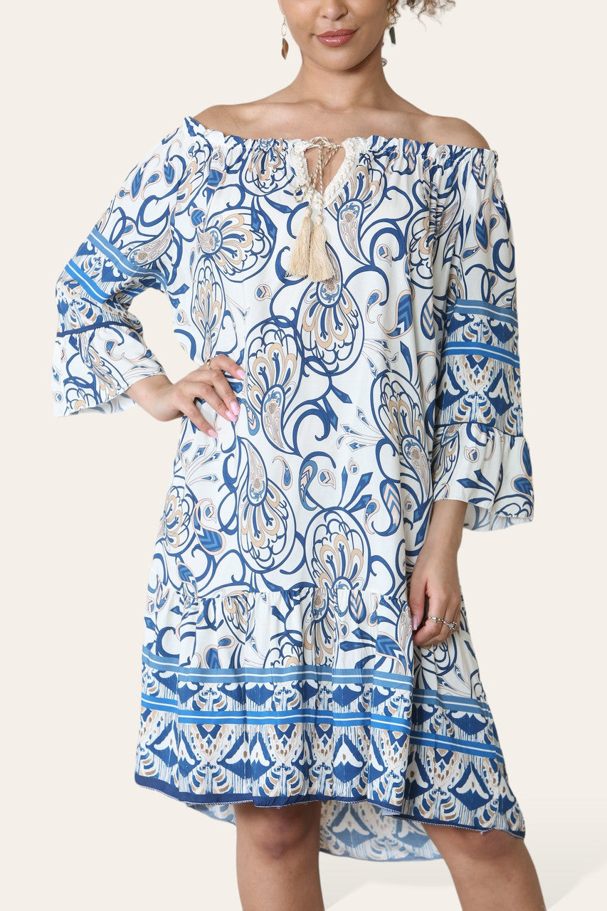 BARDOT JURK MET PAISLEYPRINT BLAUW