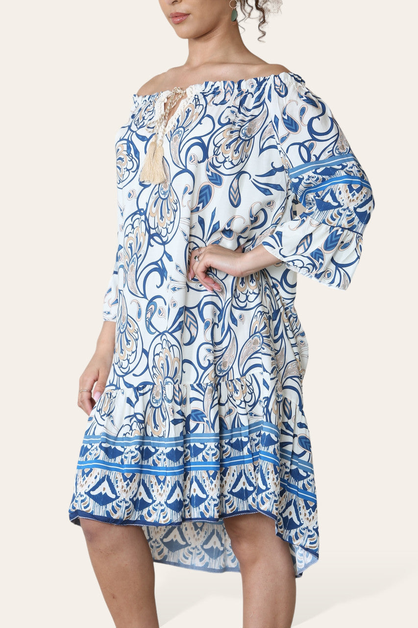 BARDOT JURK MET PAISLEYPRINT BLAUW