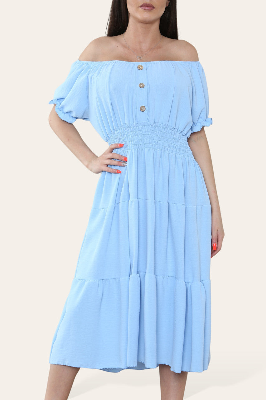 EFFEN MIDI ELASTISCHE WONDERJURK LICHTBLAUW
