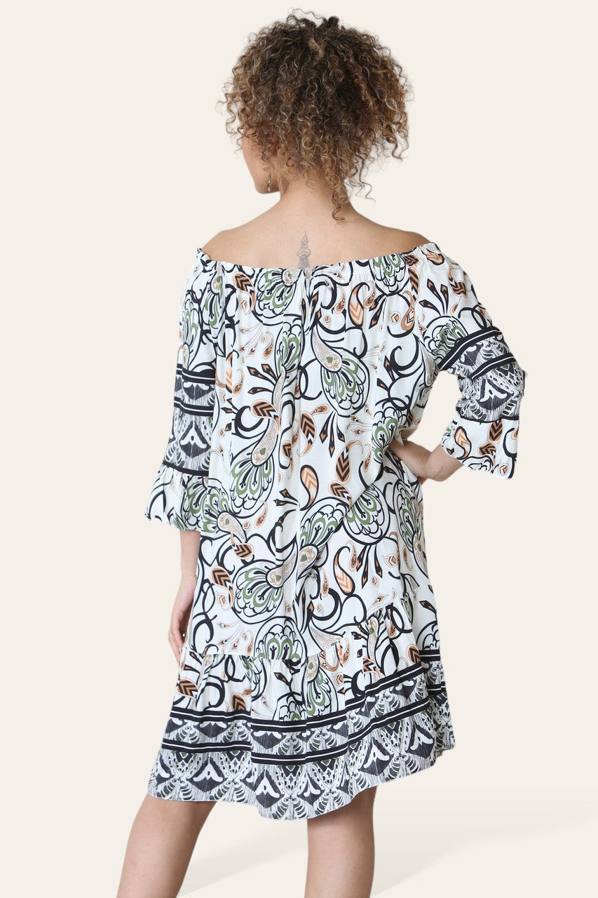 PAISLEY PRINT BARDOT JURK ZWART