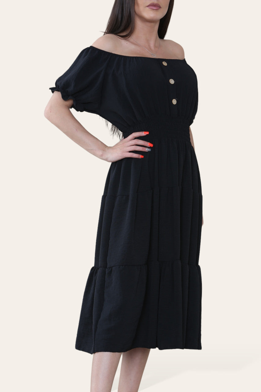 EFFEN MIDI ELASTISCHE WONDERJURK ZWART