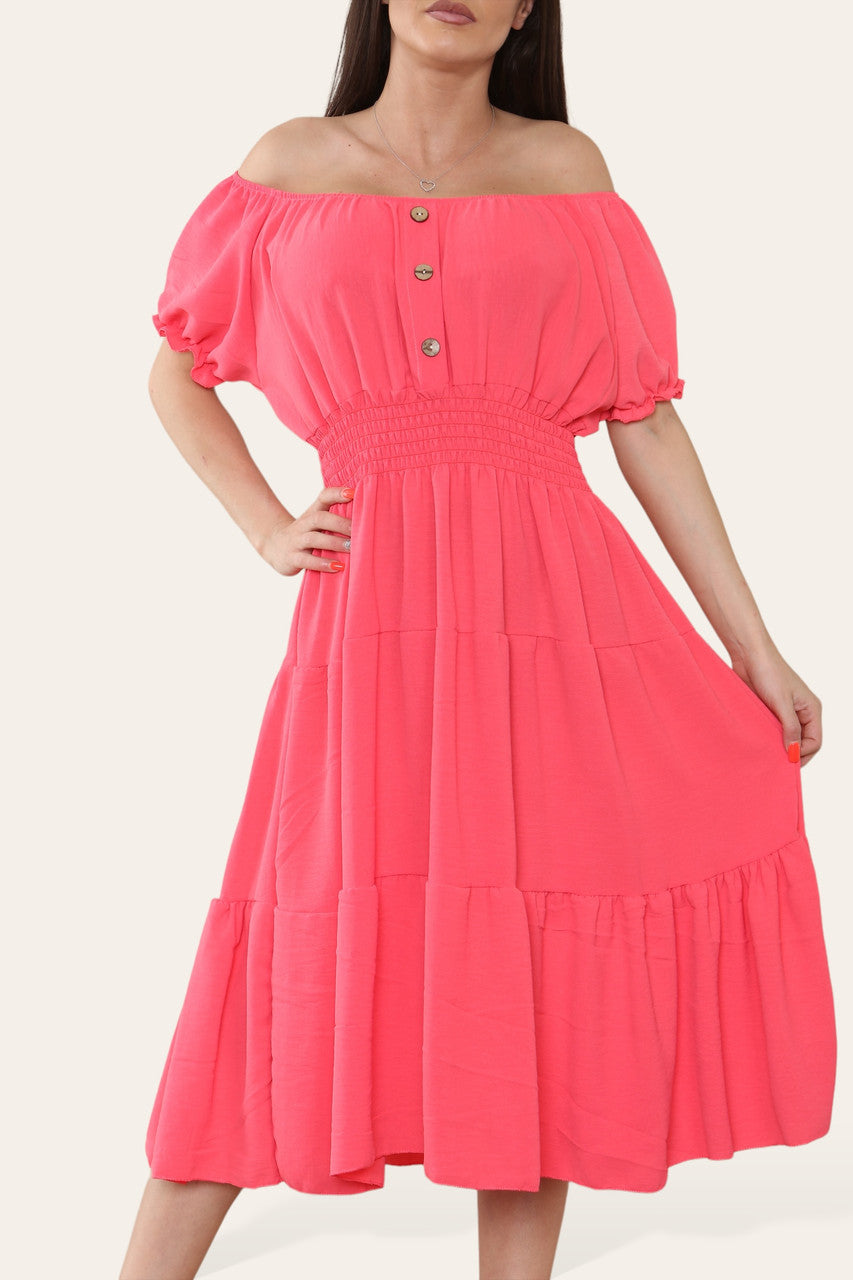 EFFEN MIDI ELASTISCHE MAGIC JURK KORAAL
