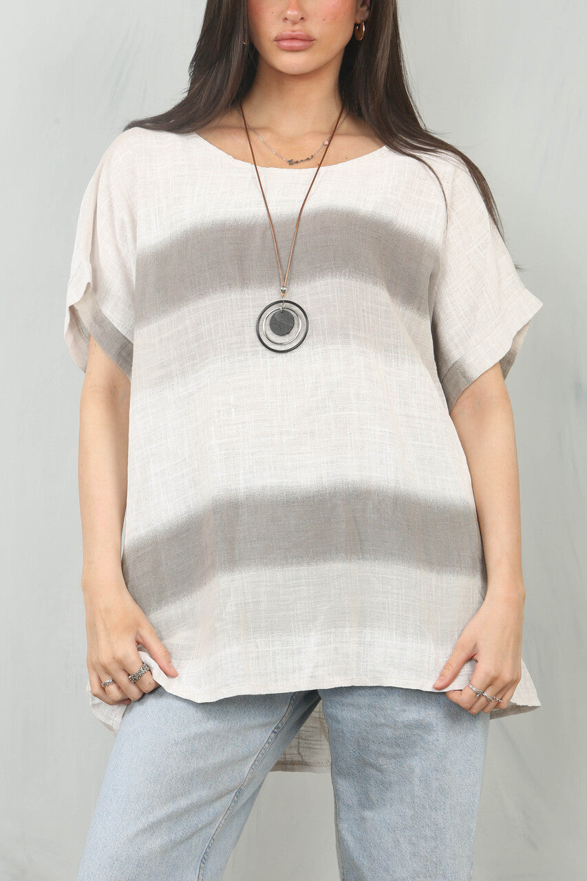 TOP MET OMBREPRINT STEENKLEUR