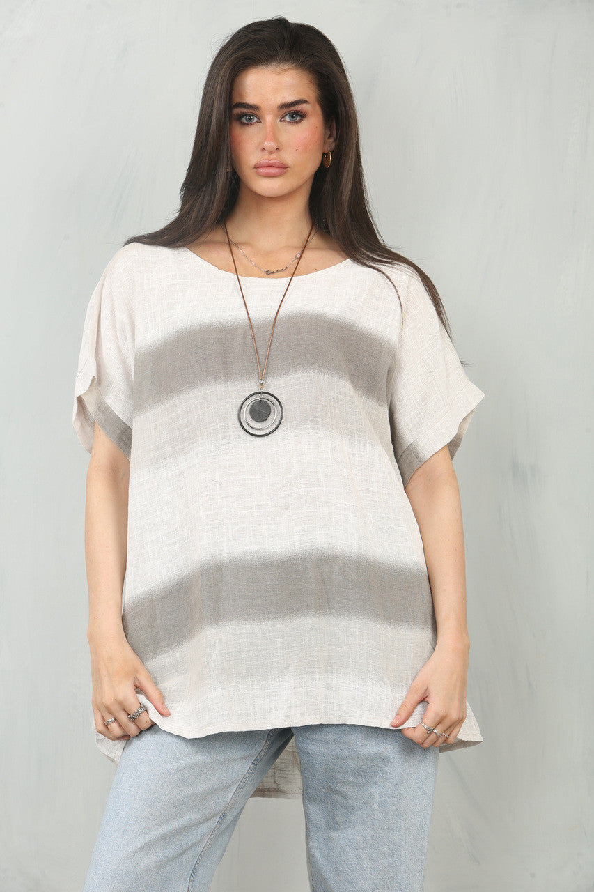 TOP MET OMBREPRINT STEENKLEUR