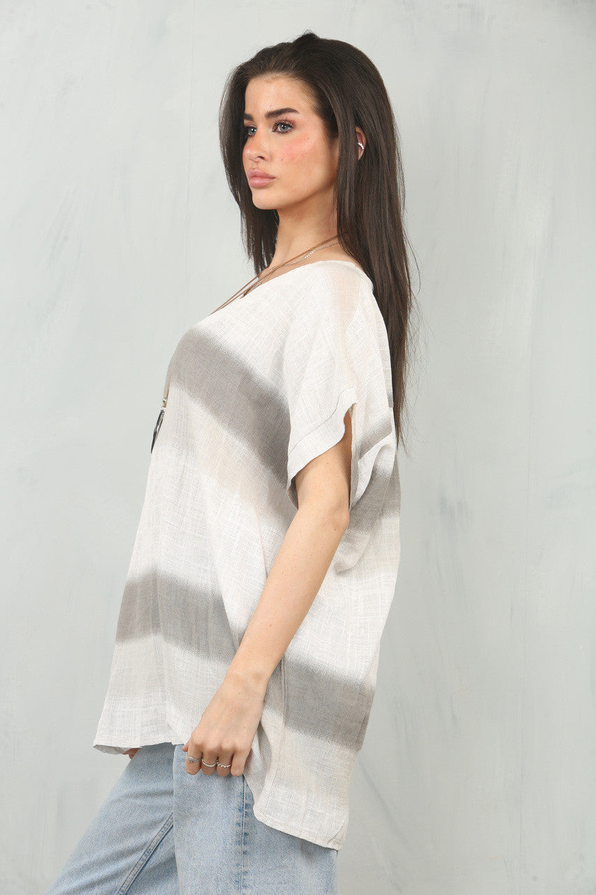 TOP MET OMBREPRINT STEENKLEUR