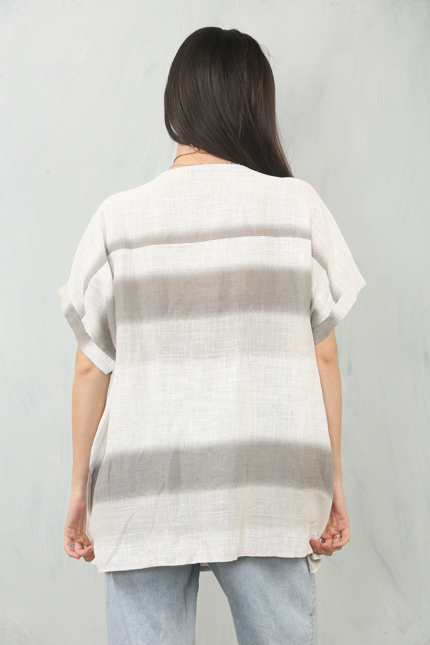 TOP MET OMBREPRINT STEENKLEUR