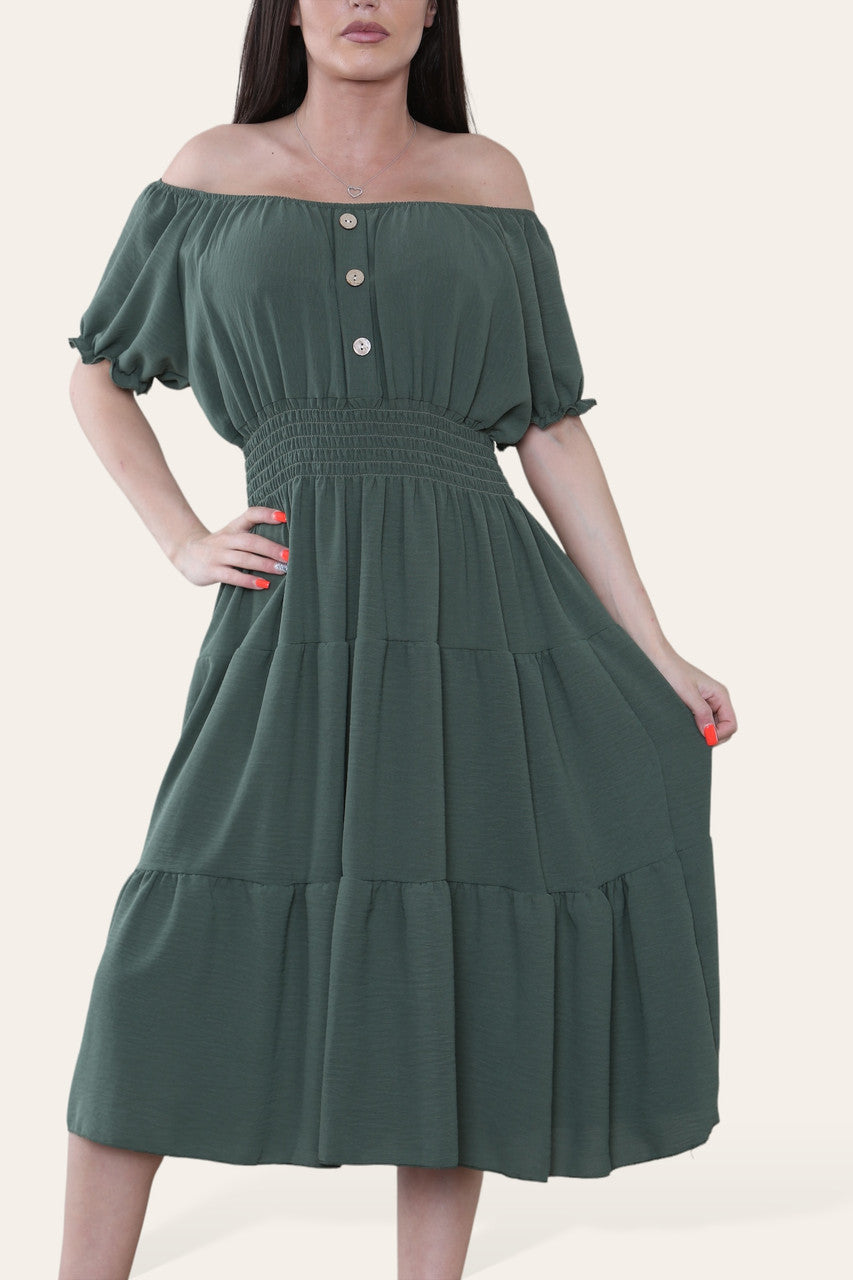 EFFEN MIDI ELASTISCHE WONDERJURK KHAKI