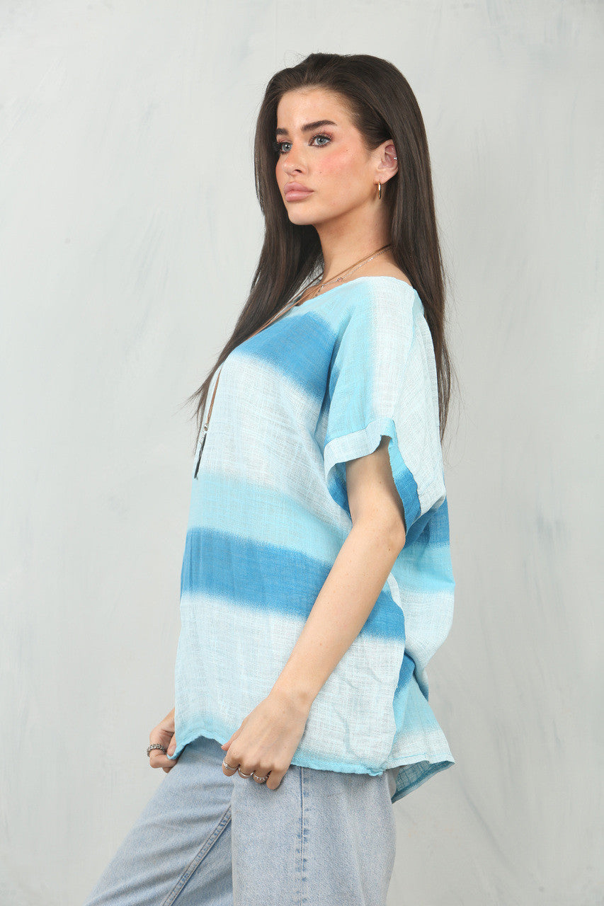 OMBRE PRINT TOP TURKOOIS
