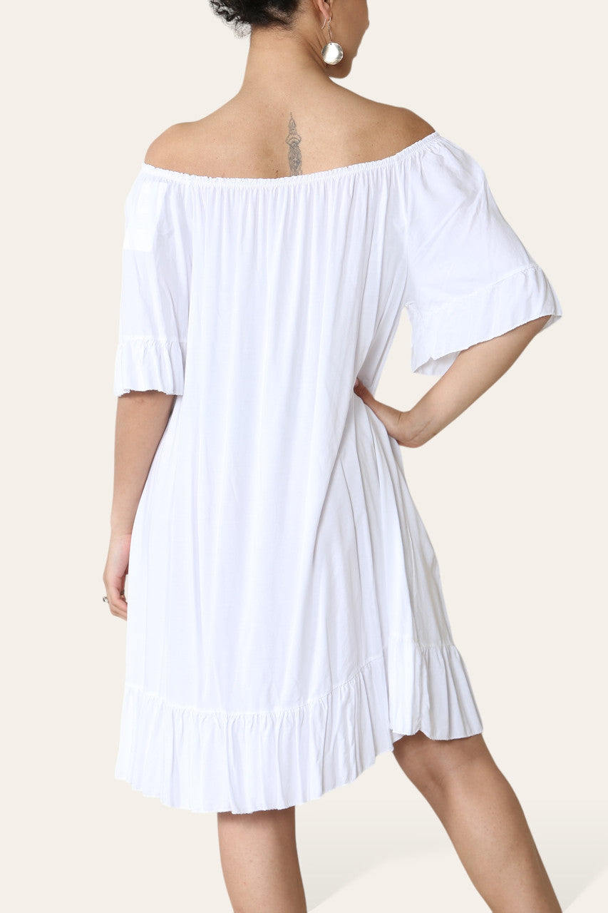EENVOUDIGE BARDOT JURK WIT