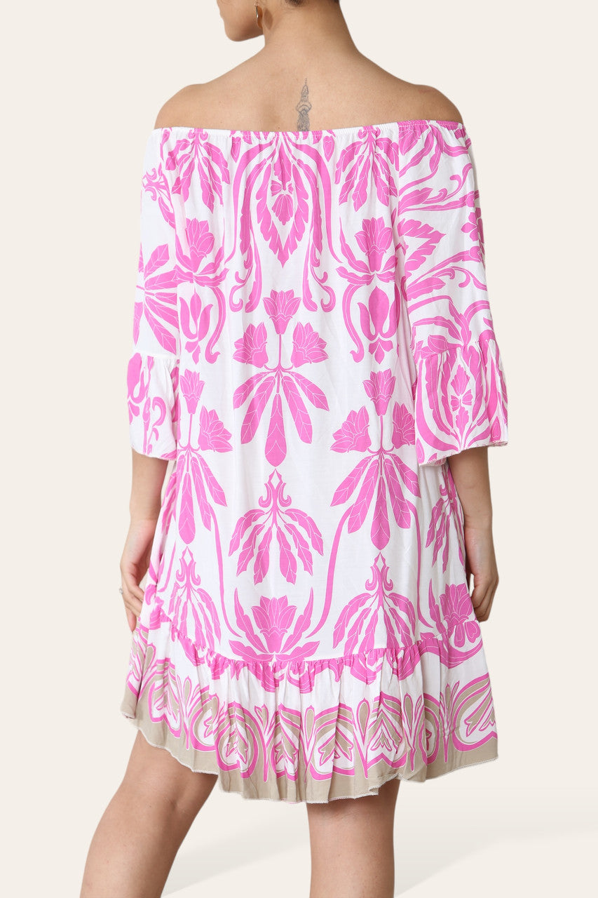 ART MIX PRINTED BARDOT JURK CERISE