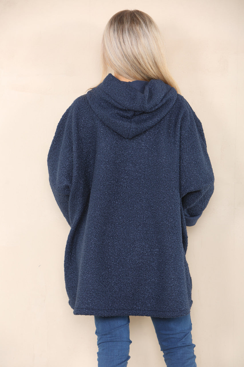 HOODED TEDDY ZACHTE WOLMIX RITSJACK NAVY