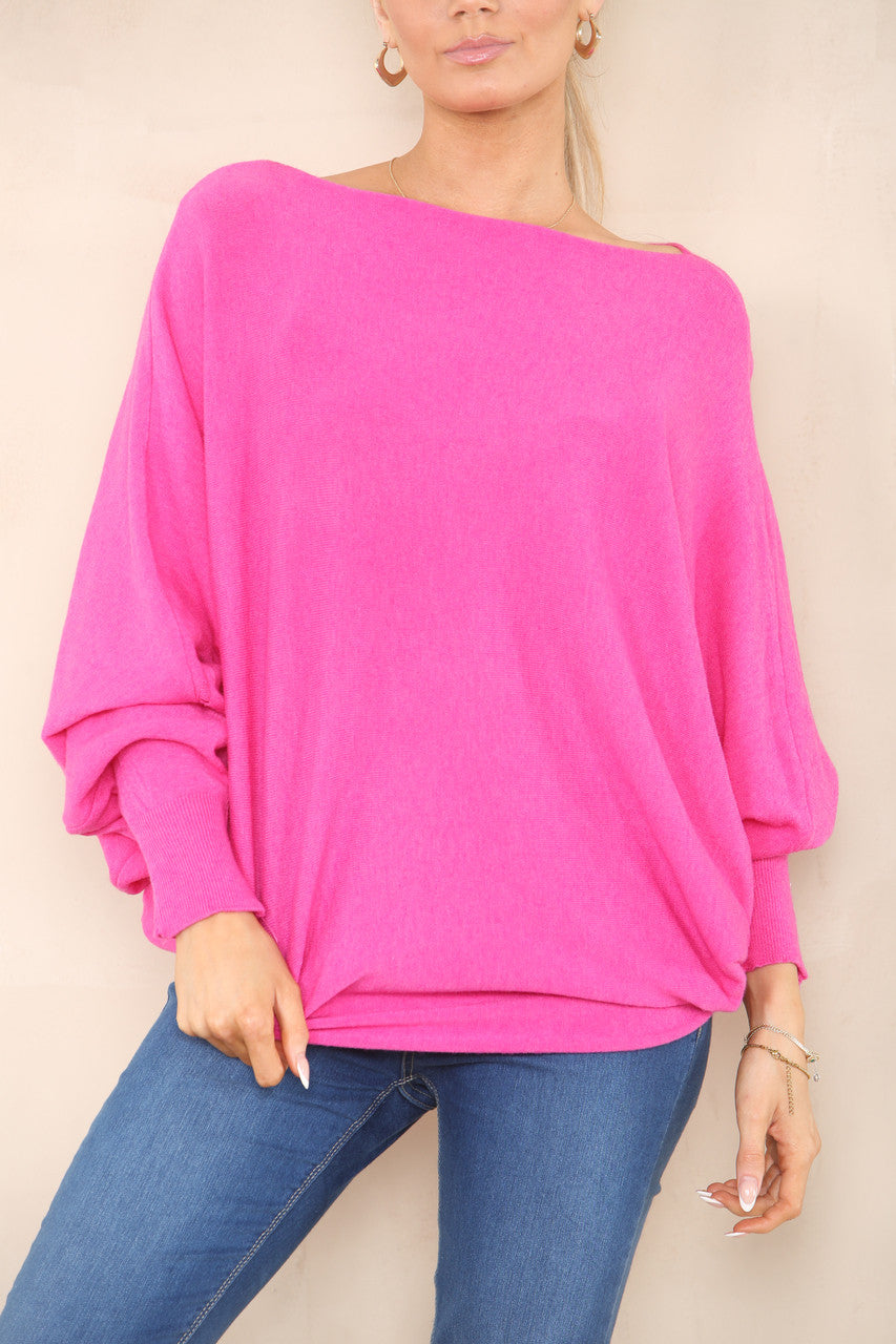 BATWING PLAIN JUMPER CERISE